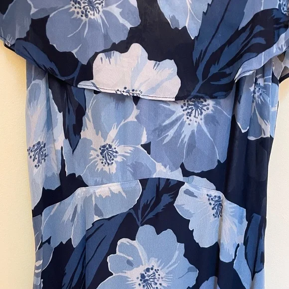Reformation Floral Blue Off-Shoulder Dress - Picture 2 of 4